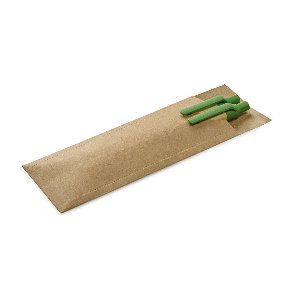 LEAF. Conjunto de esferográfica com escrita em azul e lapiseira em papel kraft - Imagem 7