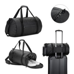 OSASCO SPORT. Bolsa esportiva em formato cilíndrico em poliéster reciclado 600D de alta densidade com compartimento lateral para sapatos 32 L