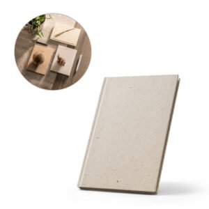 TUSKS. Caderno A5 em matéria orgânica de elefante (95%) e algodão de trapo (5%) com páginas pautadas reciclado, com 160 páginas pautadas recicladas