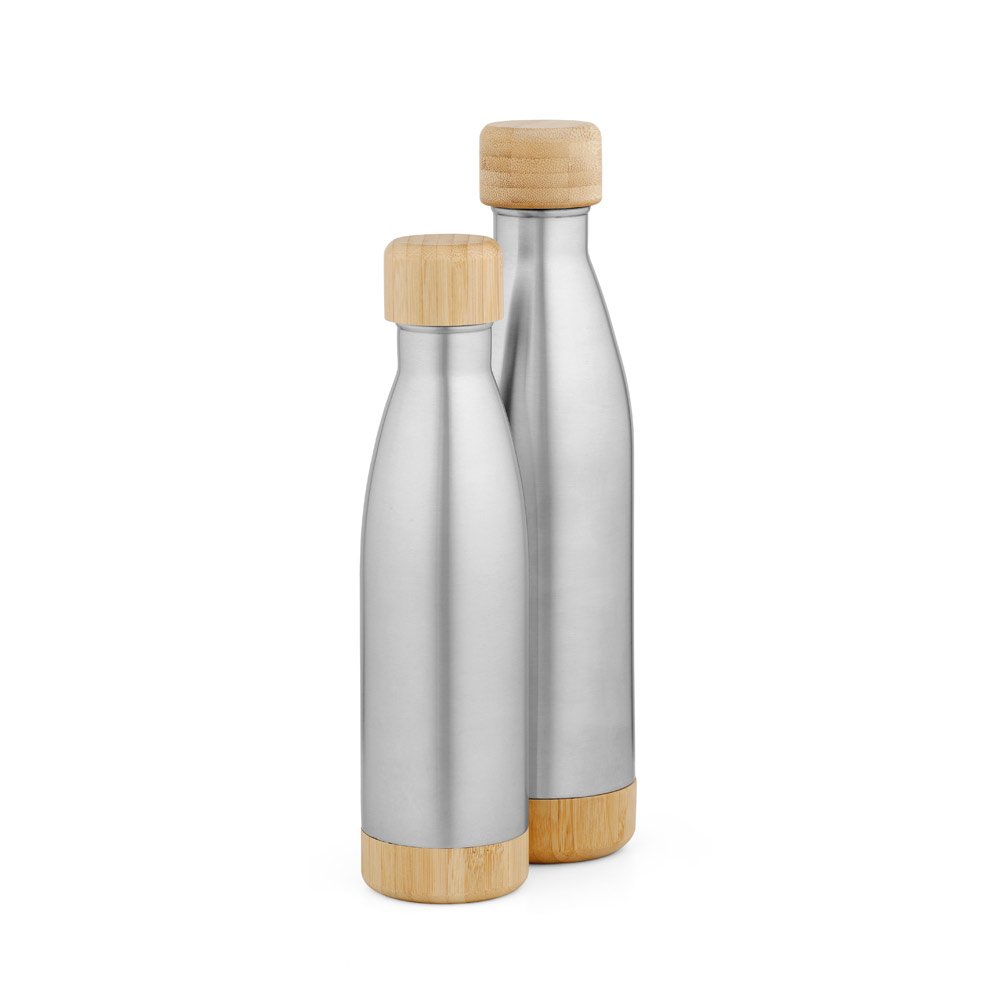 BROMELL 800. Garrafa em aço inox 90% reciclado de parede dupla térmica, isolada a vácuo com tampa em bambu 800 mL - Imagem 5