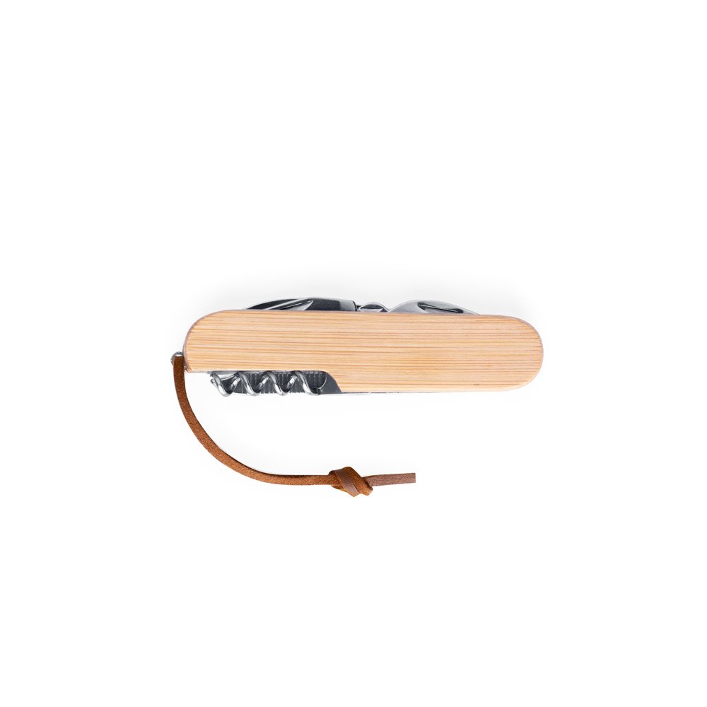 RYKER. Canivete multifunções em bambu e aço inox com cordão em PU com 7 funções - Imagem 7