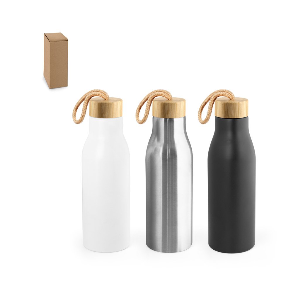 TOOMEY. Squeeze em aço inox 90% reciclado, de parede simples e acabamento em mate 570 mL