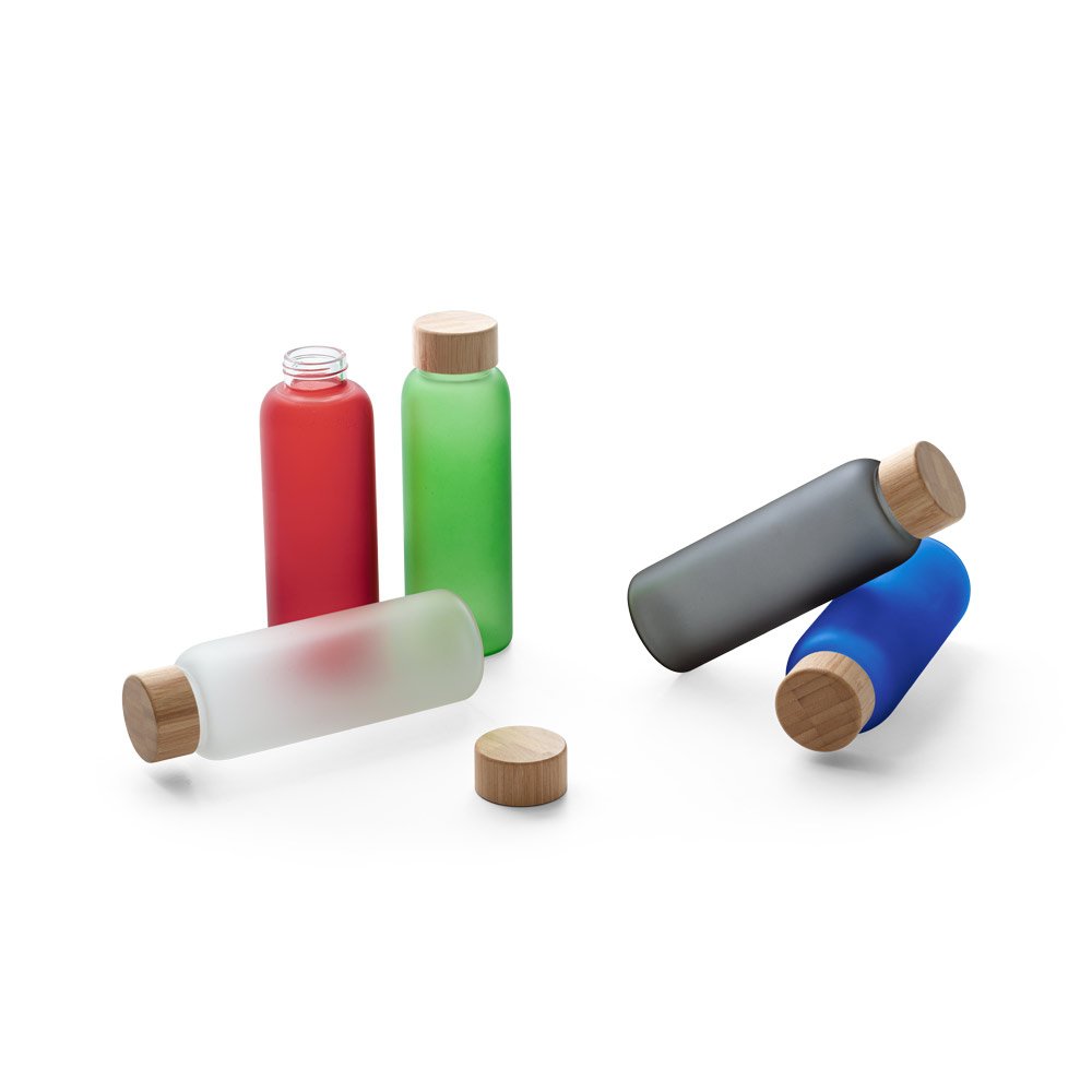 LILLARD. Squeeze de vidro borossilicato fosco com tampa em bambu 500 mL - Imagem 5