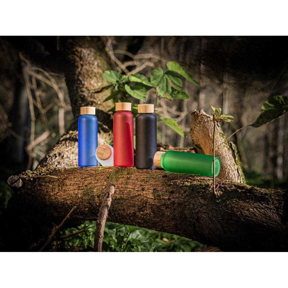 LILLARD. Squeeze de vidro borossilicato fosco com tampa em bambu 500 mL - Imagem 4