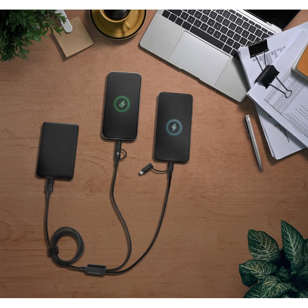 BERTOZZI. Cabo USB super-rápido 6 em 1 em alumínio 20% reciclado e PET 4% reciclado, permitindo a tranferência de dados - Imagem 4