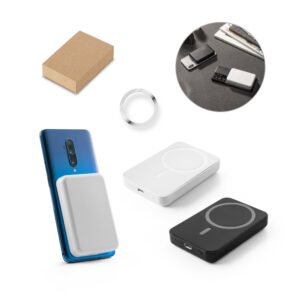 AMPERE 5. Bateria portátil em ABS 100% reciclado e bateria em lítio com capacidade de 5'000 mAh